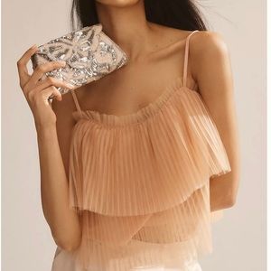 Anthropologie Pleated Tulle Tank. Medium.  Beautiful blush pink